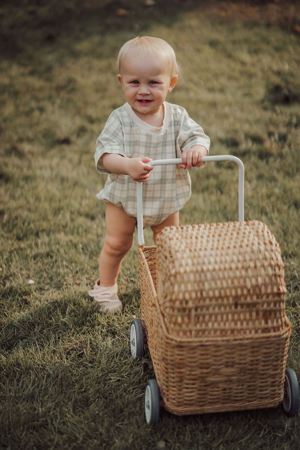 Bubble Romper | Organic Cotton Jersey - Fern Plaid - The7Letter