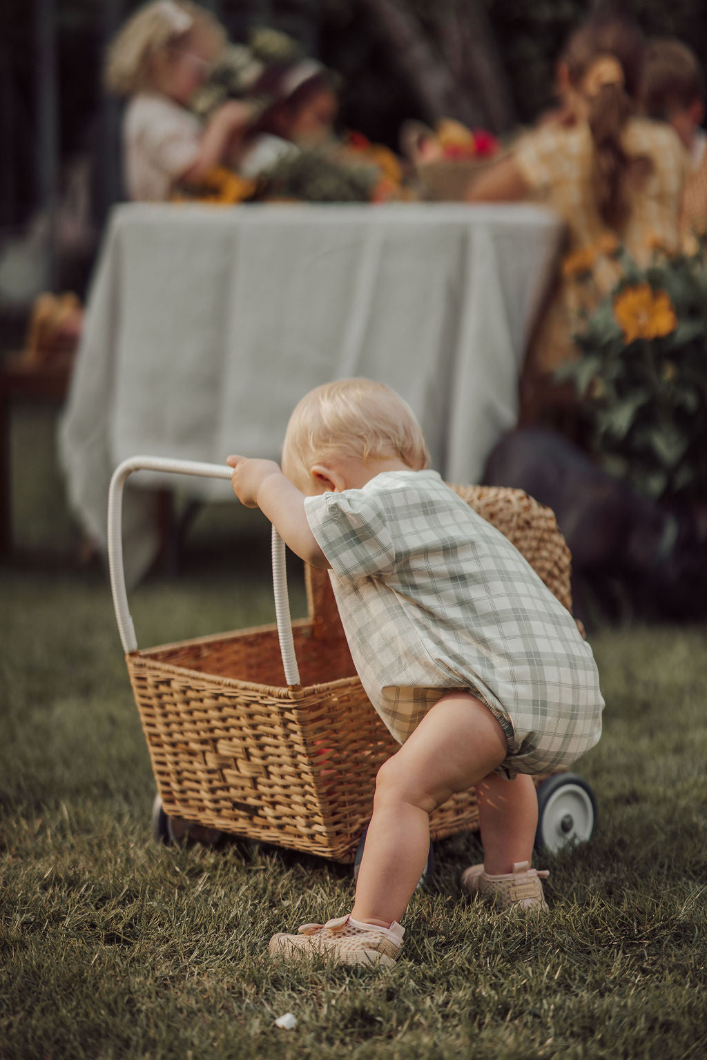Bubble Romper | Organic Cotton Jersey - Fern Plaid - The7Letter