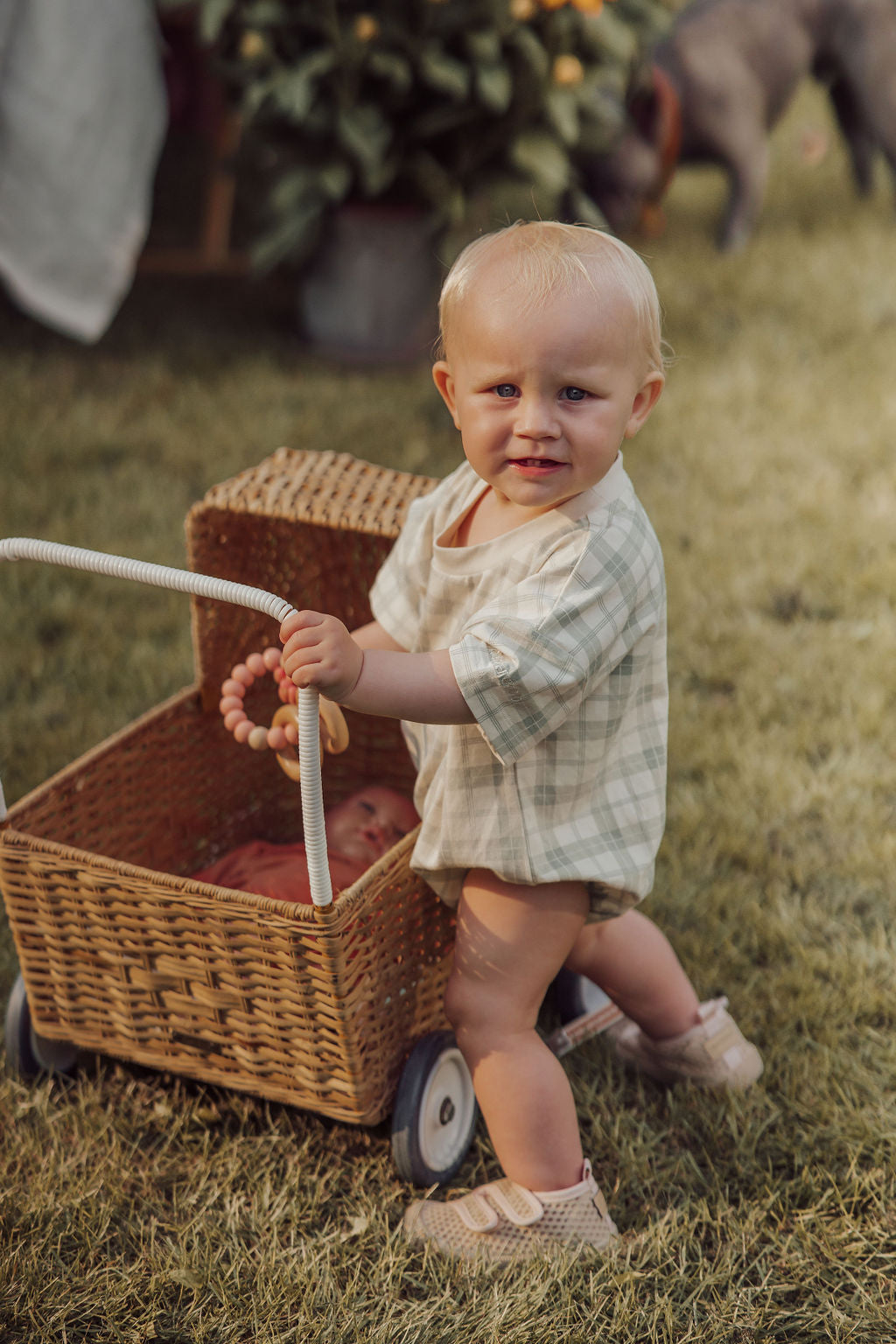Bubble Romper | Organic Cotton Jersey - Fern Plaid - The7Letter