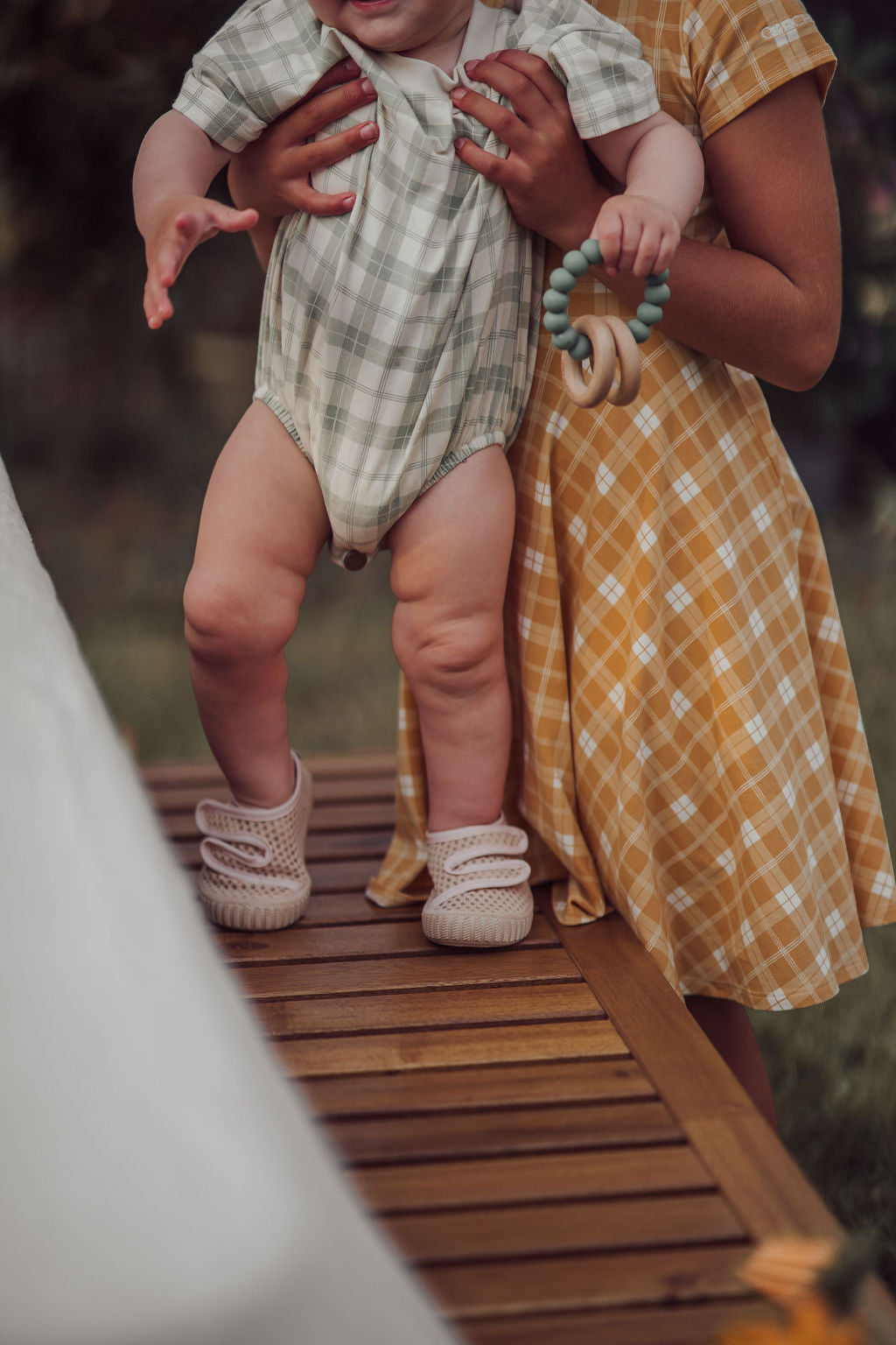 Bubble Romper | Organic Cotton Jersey - Fern Plaid - The7Letter