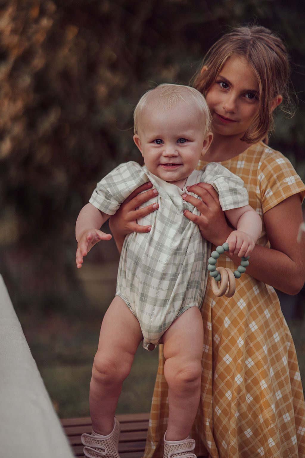Bubble Romper | Organic Cotton Jersey - Fern Plaid - The7Letter