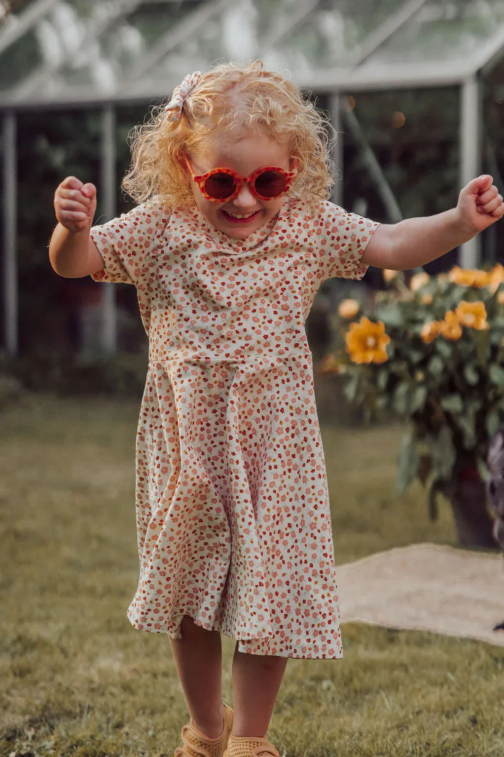 Sweetheart Twirl Dress | Organic Cotton Jersey - Sunset Meadow - The7Letter