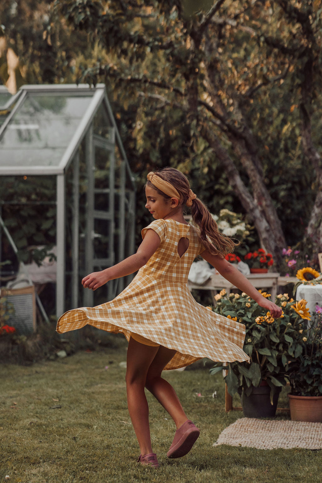 Sweetheart Twirl Dress | Organic Cotton Jersey - Buckwheat Plaid - The7Letter