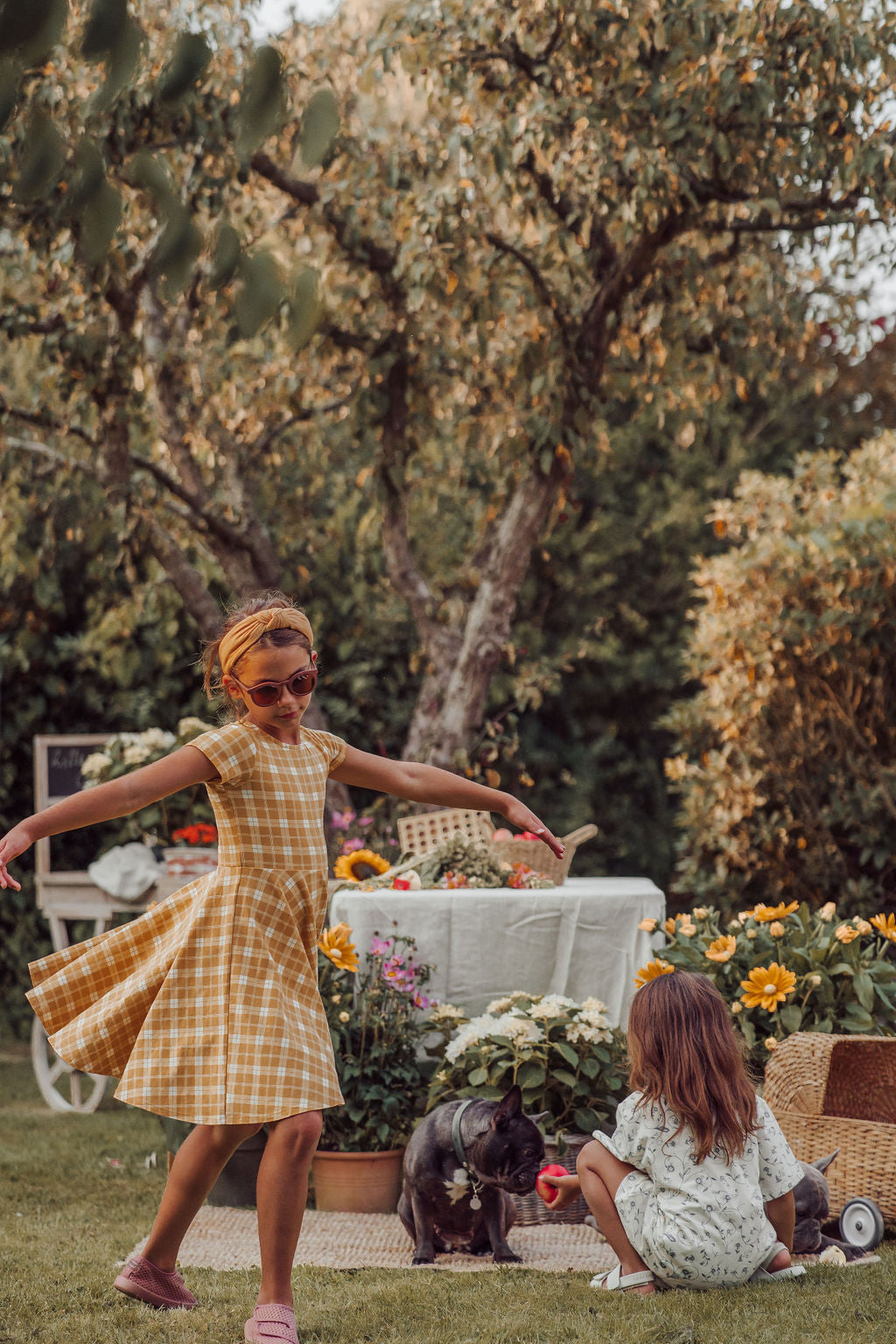 Sweetheart Twirl Dress | Organic Cotton Jersey - Buckwheat Plaid - The7Letter