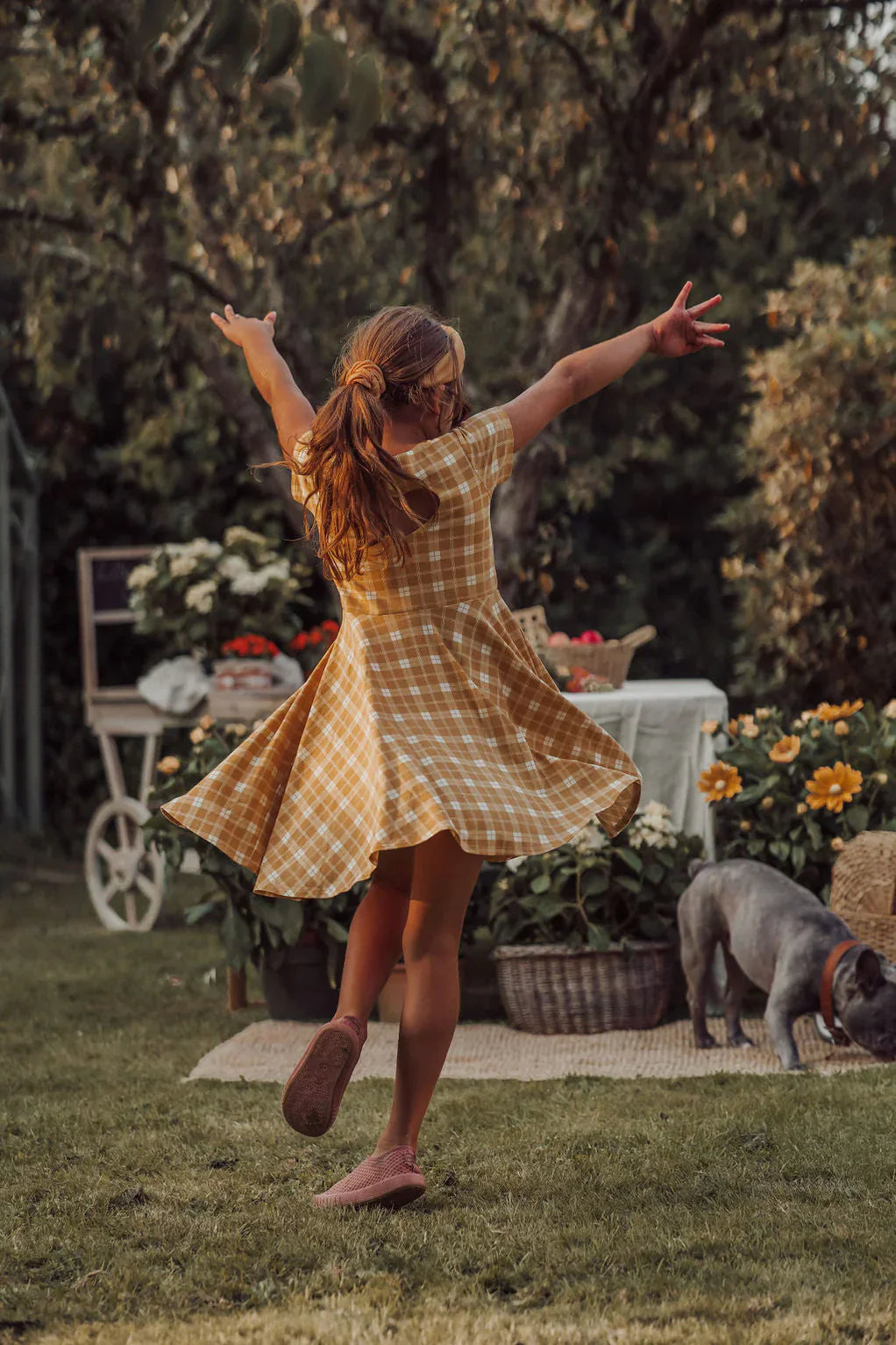 Sweetheart Twirl Dress | Organic Cotton Jersey - Buckwheat Plaid - The7Letter