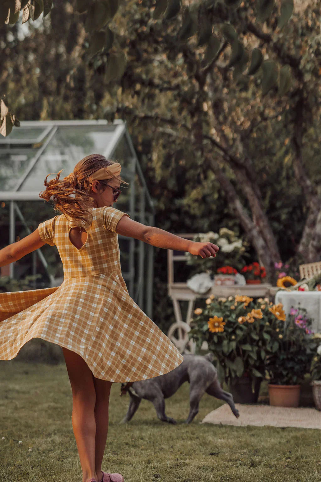 Sweetheart Twirl Dress | Organic Cotton Jersey - Buckwheat Plaid - The7Letter