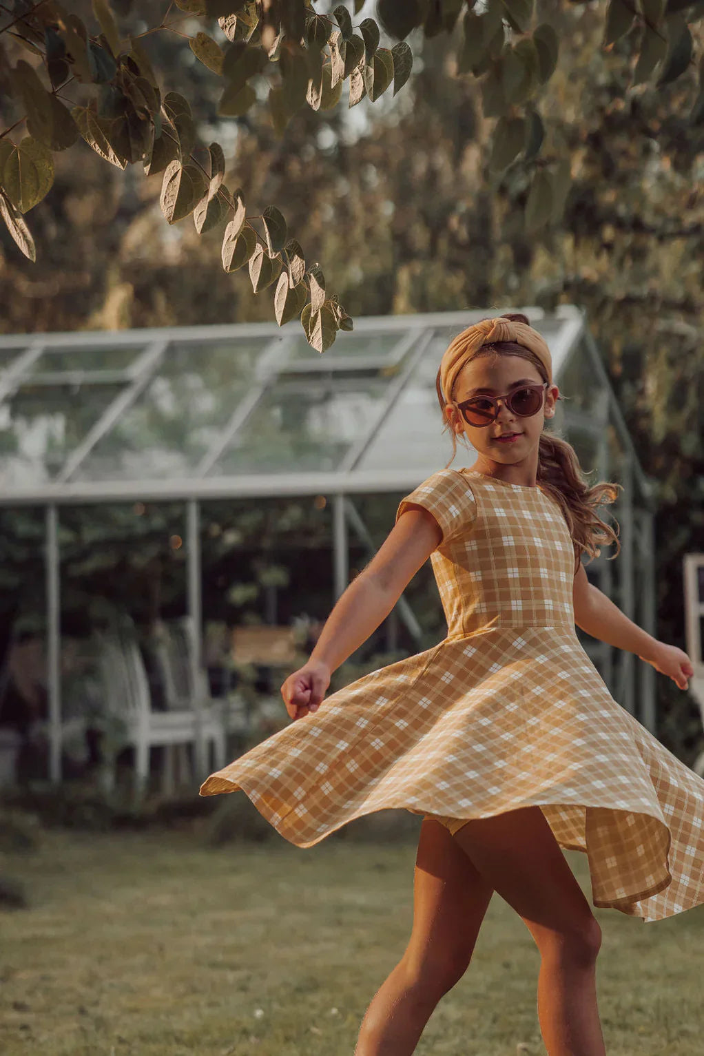 Sweetheart Twirl Dress | Organic Cotton Jersey - Buckwheat Plaid - The7Letter
