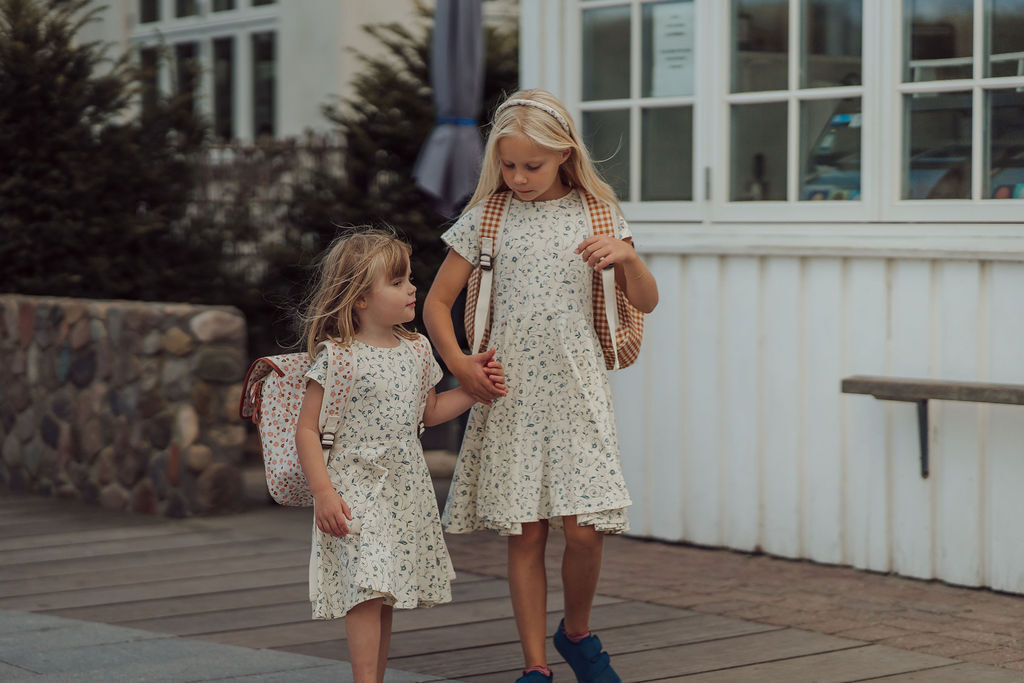 Sweetheart Twirl Dress | Organic Cotton Jersey - Scandi Floral - The7Letter
