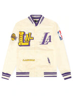 Pro Standard LA Lakers Rib Satin Jacke - Eggshell
