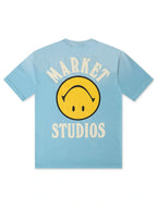 T-shirt Market Studios Smiley Upside Down - Bleu Rétro