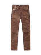 Makobi Distressed Jeans mit geradem Bein – Braun