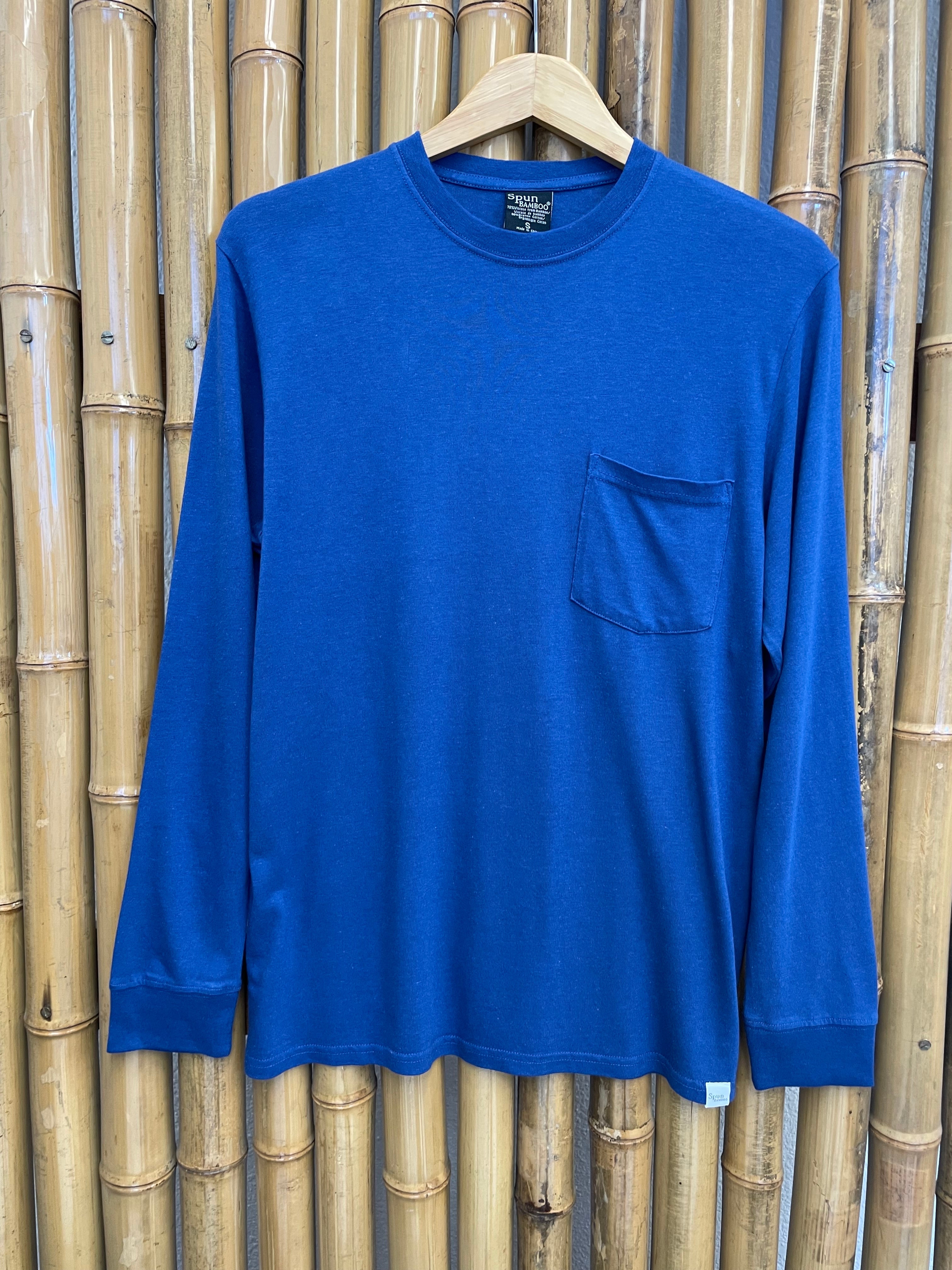 New Men's Bamboo Viscose/Organic Cotton Long Sleeve T-Shirt with Pocket - The7Letter