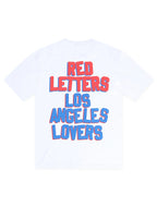 T-shirt Blanc à Lettres Rouges "Not LA Lovers"