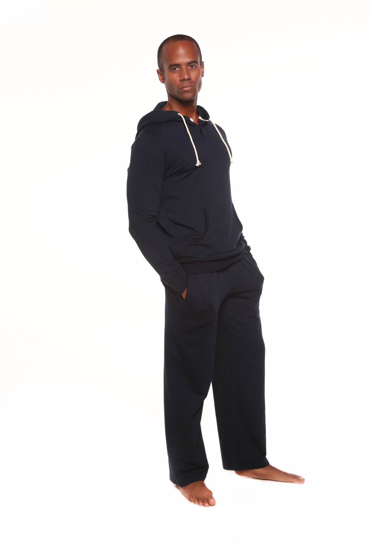 Men's Henley Style Bamboo Viscose Fleece Hoodie + Fleece Lounge Pants - The7Letter