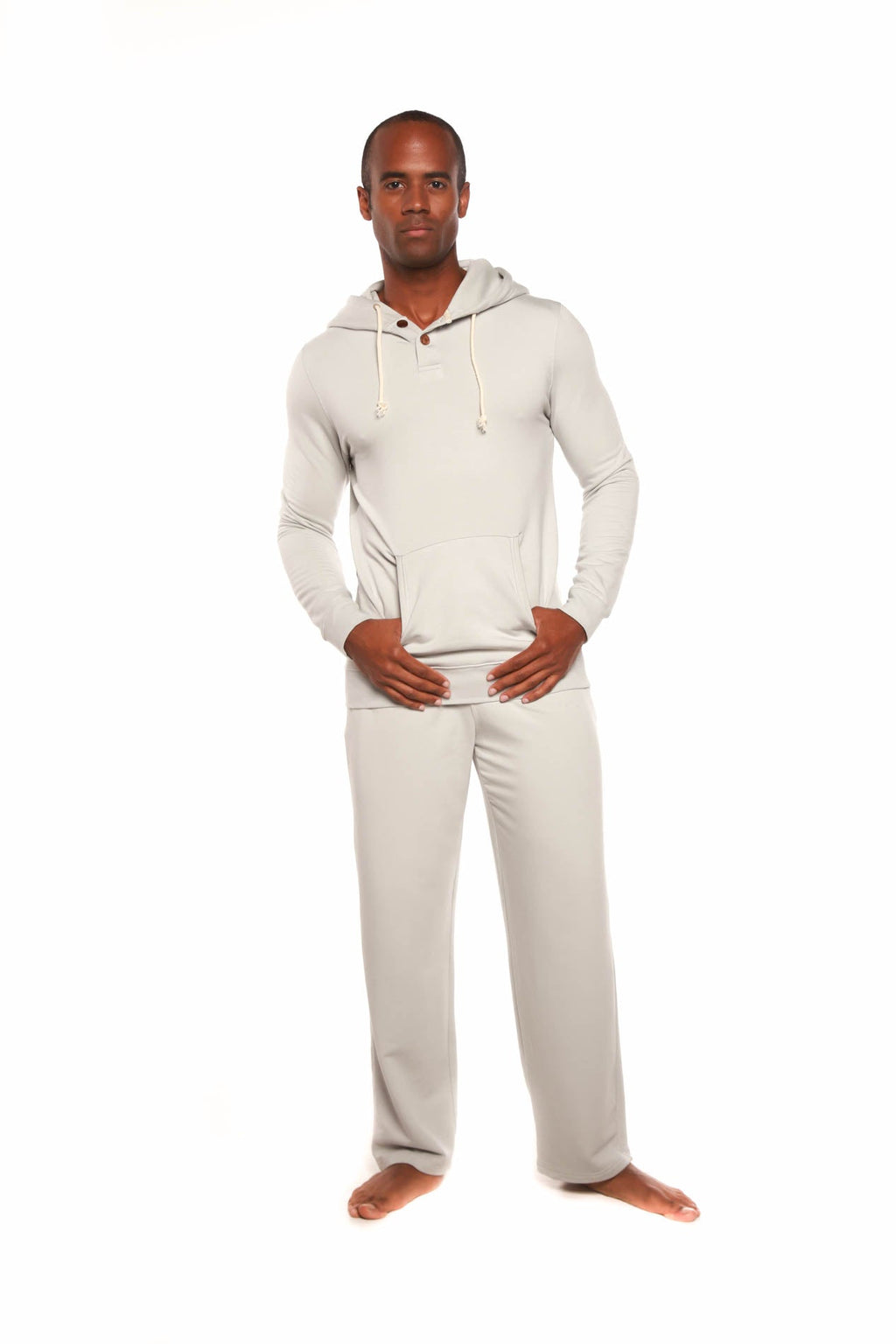 Men's Henley Style Bamboo Viscose Fleece Hoodie + Fleece Lounge Pants - The7Letter