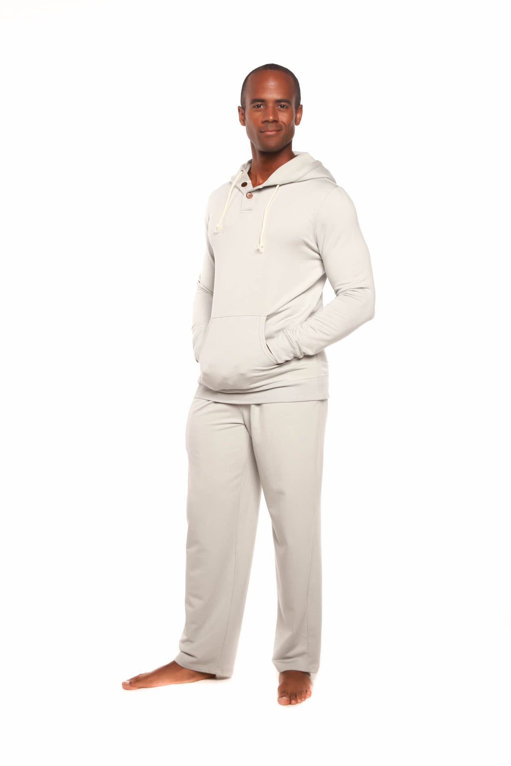 Men's Henley Style Bamboo Viscose Fleece Hoodie + Fleece Lounge Pants - The7Letter