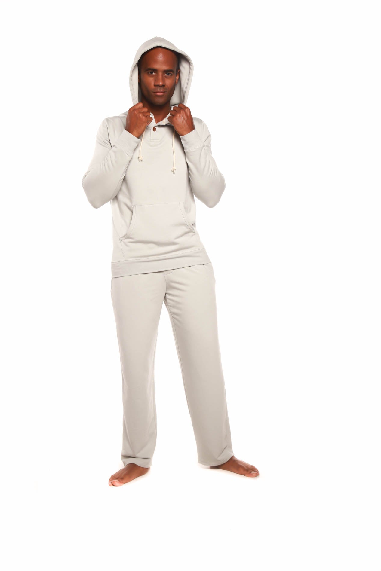 Men's Henley Style Bamboo Viscose Fleece Hoodie + Fleece Lounge Pants - The7Letter