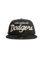 New Era 5950 Dodgers Side LA Metallic Script Hat - Schwarz/Silber