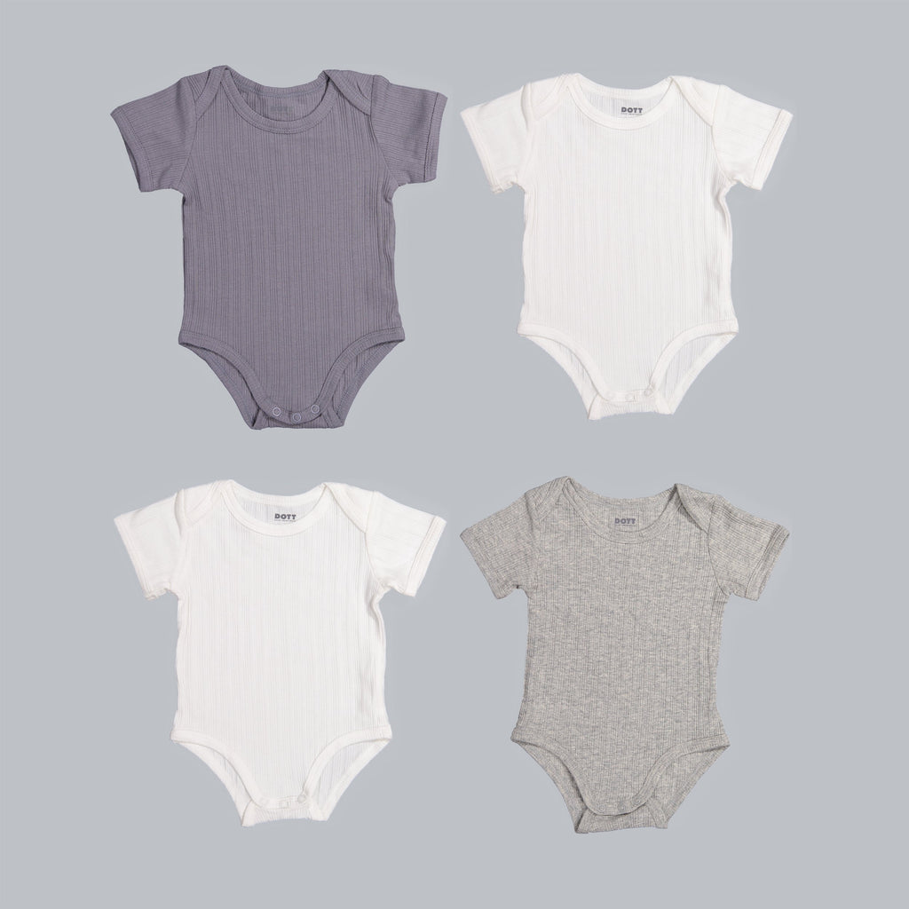 *Exclusive* Baby Boy Short Sleeve 4pc Onesie Set - The7Letter