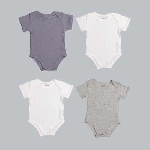 *Exclusive* Baby Boy Short Sleeve 4pc Onesie Set - The7Letter