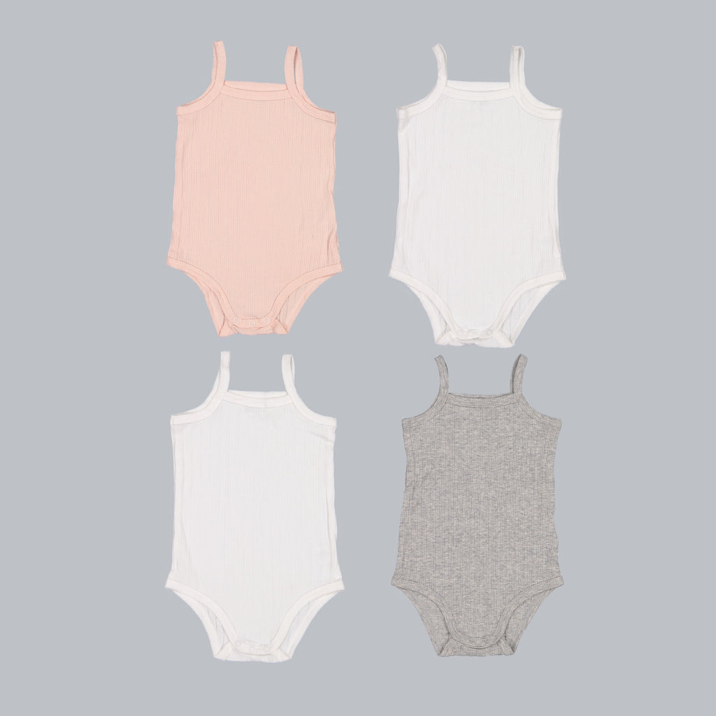 *Exclusive* Baby Girl Sleeveless 4pc Onesie Set - The7Letter
