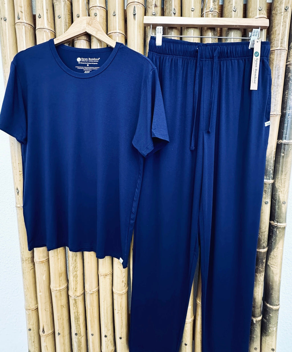 Men's Soft Bamboo Lounge Pajama Set - Short Sleeve Top & Pants - The7Letter
