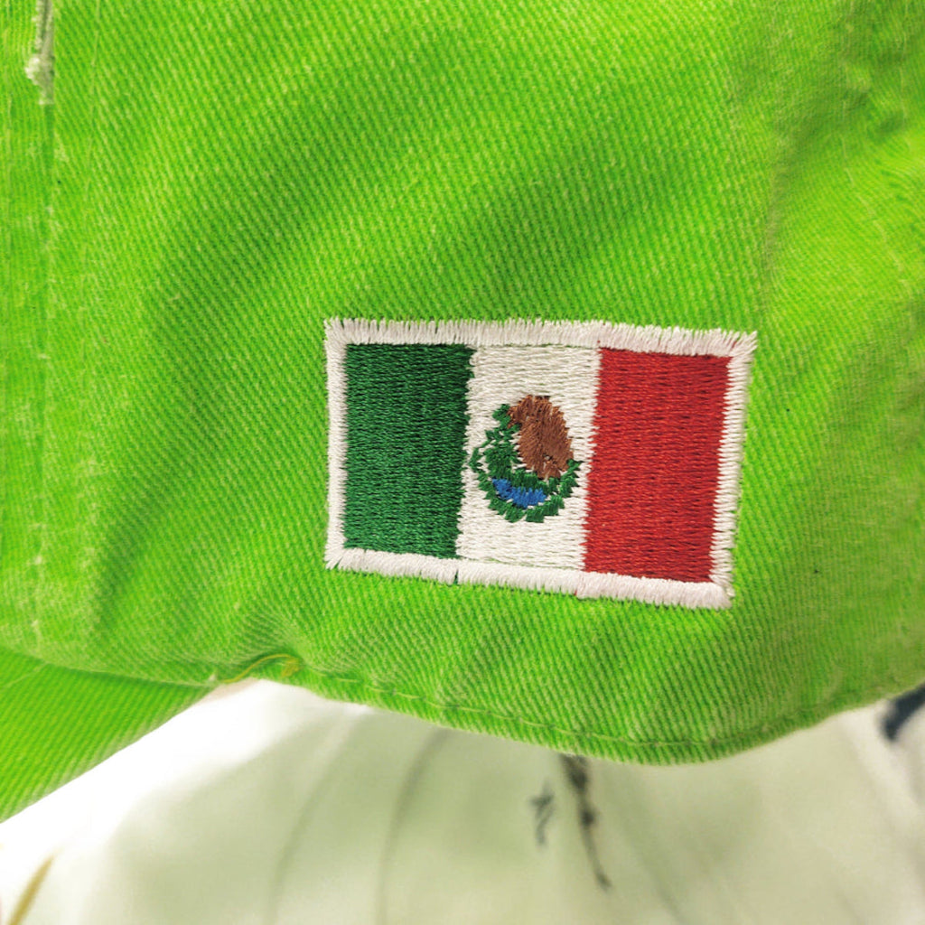 Chapeaux Vintage Mexique avec Drapeau Mexicain et Écusson Chapeau Vert Fluo