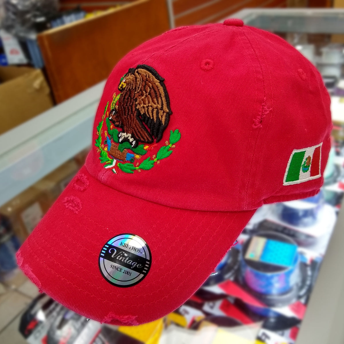 Chapeaux mexicains vintage avec drapeau et bouclier mexicains