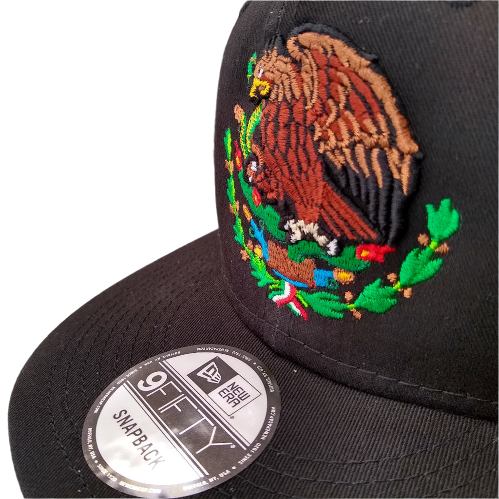 Casquette New Era Snapback Noire Mexico Écusson et Drapeau