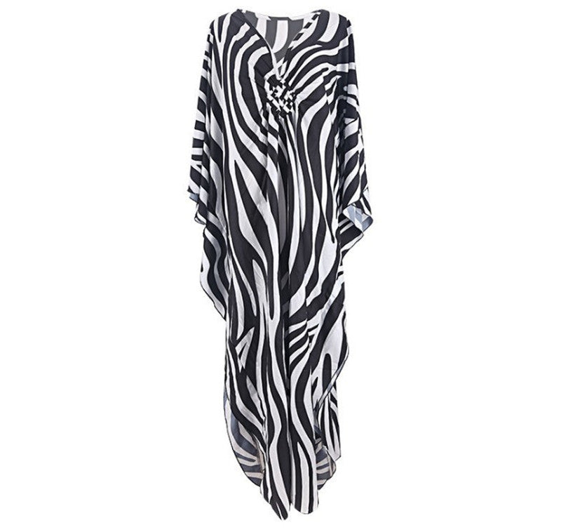 Elastischer Strand-Kimono mit Aufdruck, sexy, locker, gewebt, für den Urlaub