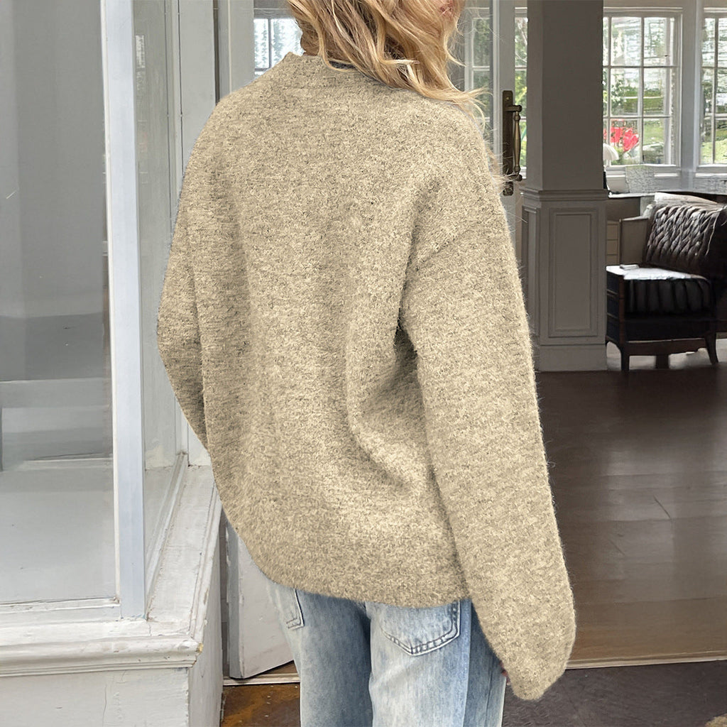 Damenbekleidung Herbst Winter Französischer Urlaub Wollpullover Langarm
