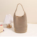 Sac à bandoulière décontracté grande capacité en paille, sac seau portable tissé, sac de plage de vacances, sac pour femme