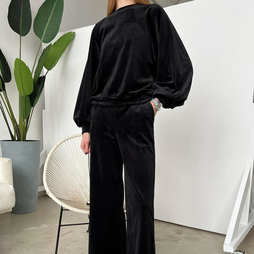 Herbst Winter Langarm-Hose Bequemer Pyjama Damen Warme lockere Oberbekleidung Homewear