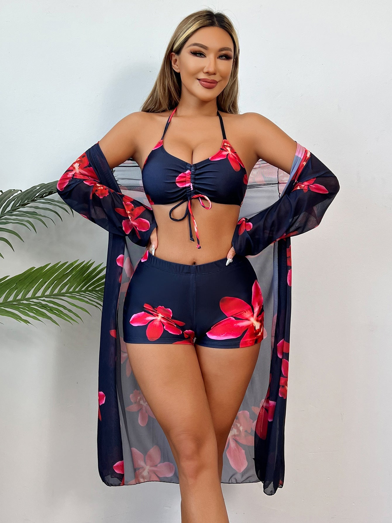 Maillot de Bain Bikini Floral Une Pièce pour Femmes