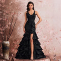 Langes elegantes schräges Schulter-Cocktailparty-Abendkleid Luxus-Brautjungfern-Abschlusskleid Stufenkleid Damen