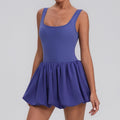 Robe de fitness drapée, faux deux pièces, anti-panne de garde-robe, poches, robe de sport, yoga, tennis, femme