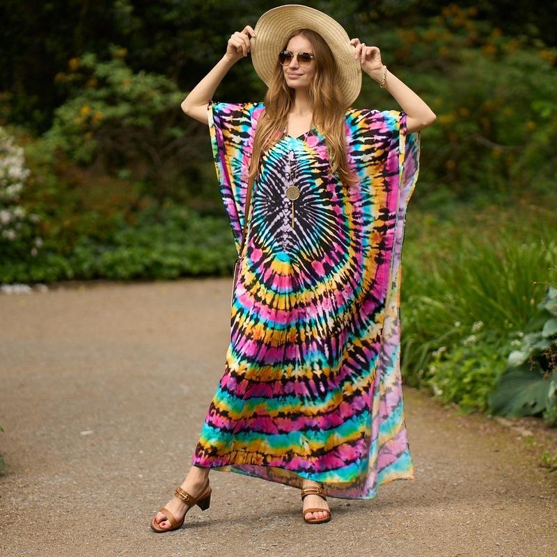 Robe de plage ample en rayonne imprimée avec positionnement pour les vacances Couleurs de robe de plage