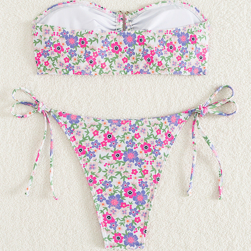 Maillot de bain bandeau d'été Maillot de bain femme sexy sans bretelles imprimé maillot de bain de plage d'été