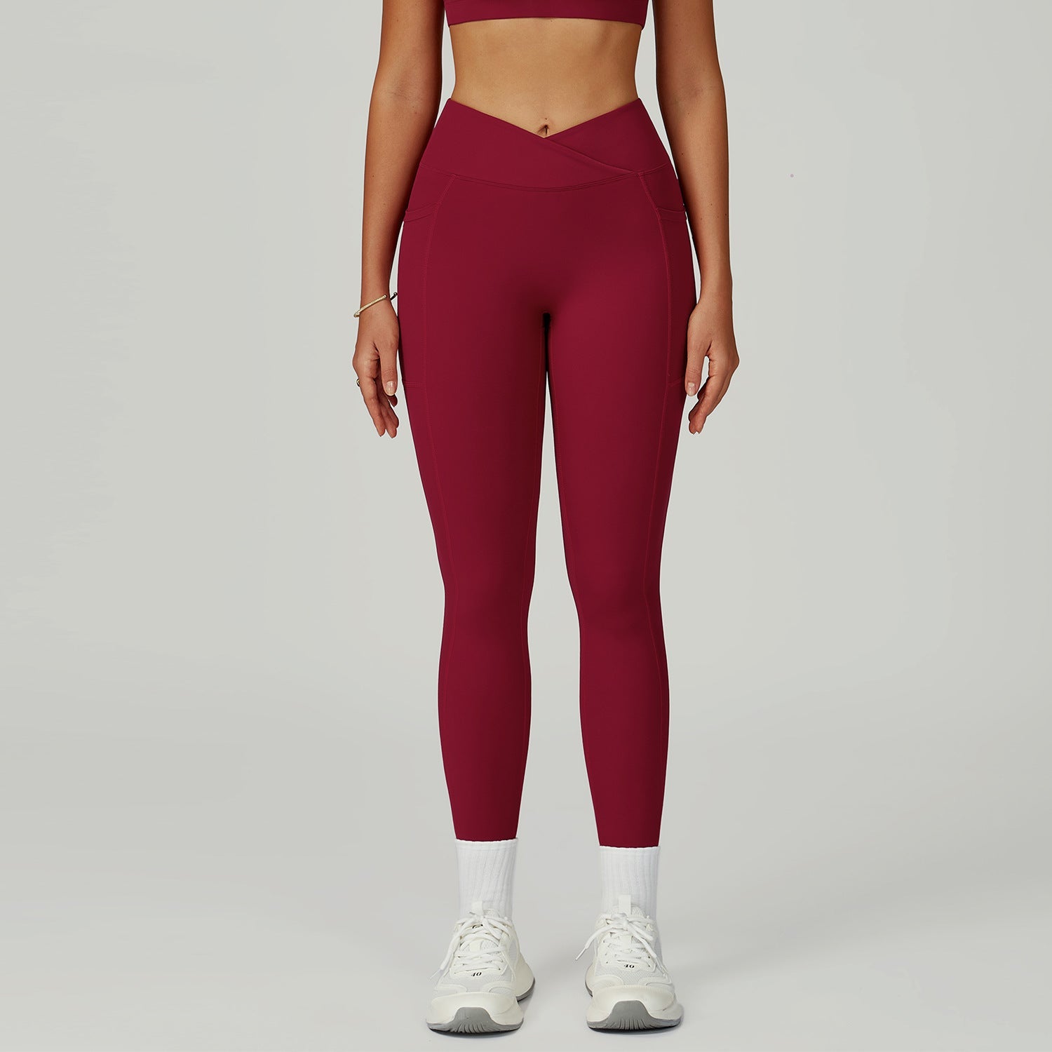 Nude Feel High Waist Yogahosen Cross Waist Fitness Yogahosen Damen Outdoor Sport Lauf-Tights