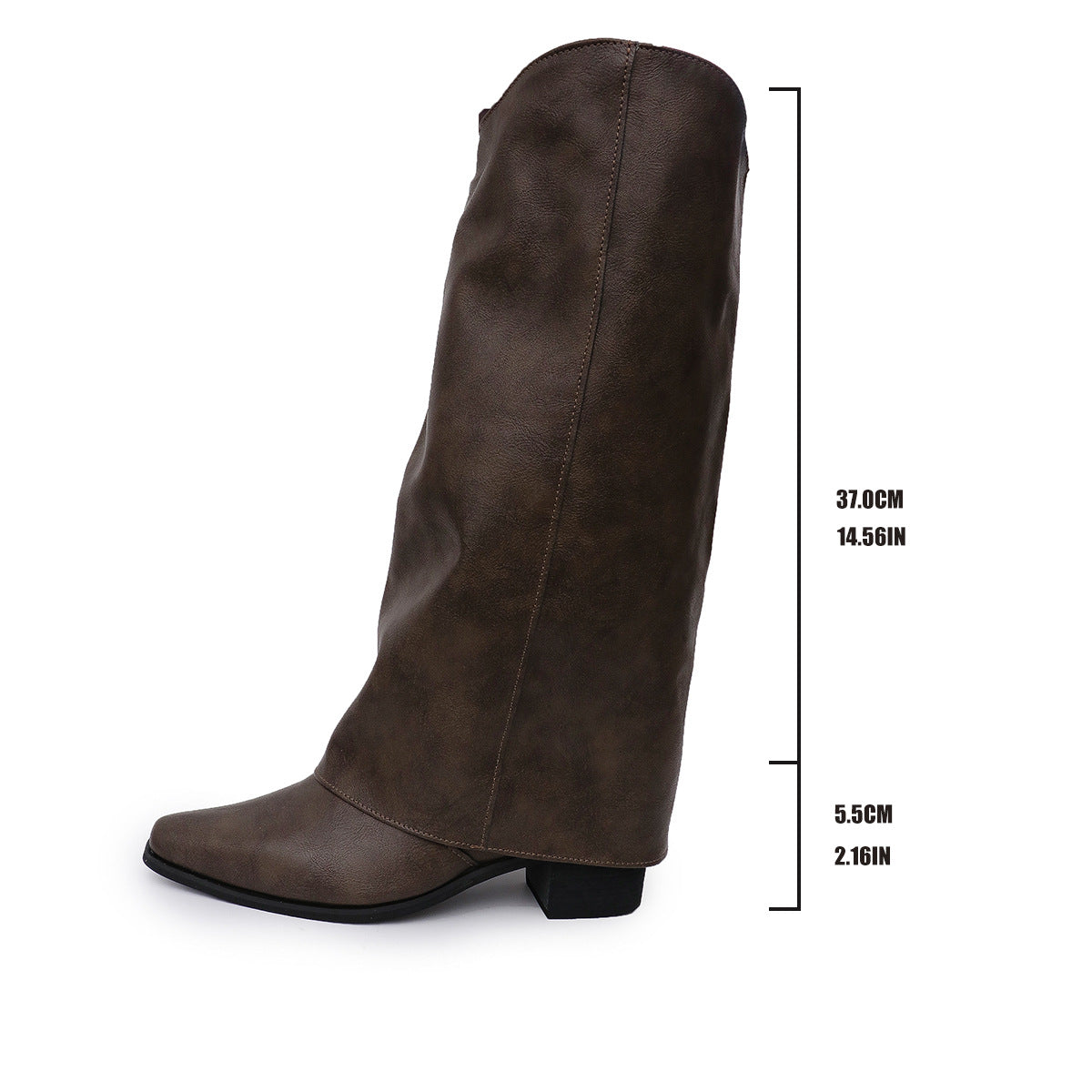Retro Nieten High Top Western Cowboy Stiefel Damen Langer Mid-Heel Spitz Zehen Slip-on Ritterstiefel Lange Stiefel