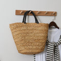 Grand sac de paille Grande capacité Sac de plage pour femmes en herbe naturelle tissée à la main simple et portable