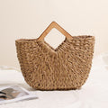Sac de paille en bois en forme de diamant en demi-cercle, sac tissé à la main en soie dorée, sac de plage de vacances pour femmes
