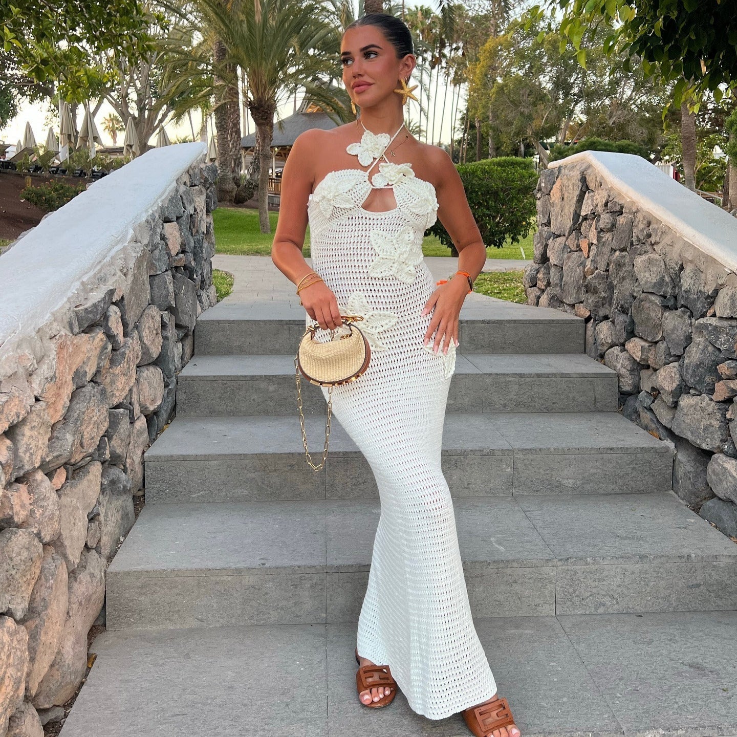 Frühling Sommer Tube Top Ein-Schritt-Kleid Meer Sexy Enges Kleid