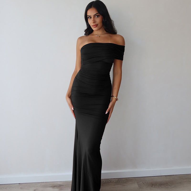Damenbekleidung Sommer Sexy Rückenfreies Schlitz-Kleid Slim