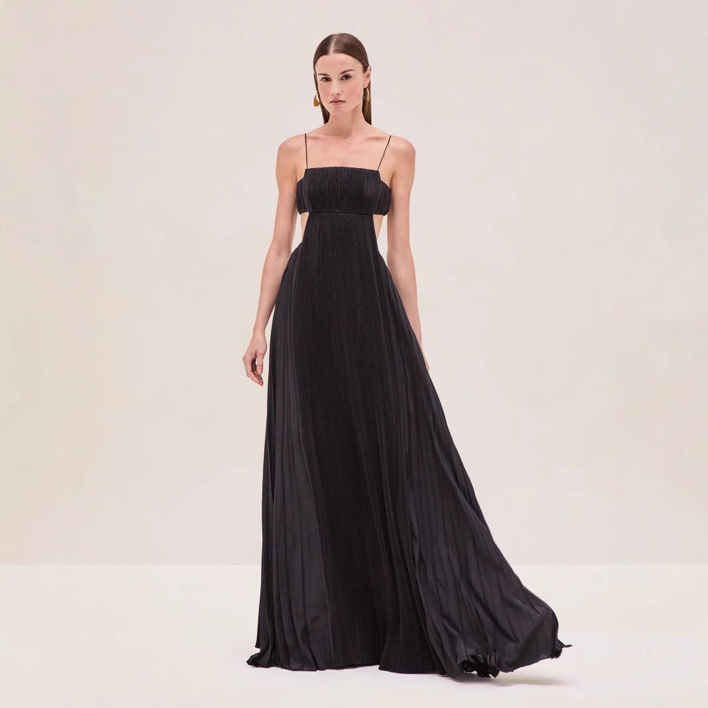 Robe d'été pour femme - Camisole sexy plissée sans dos