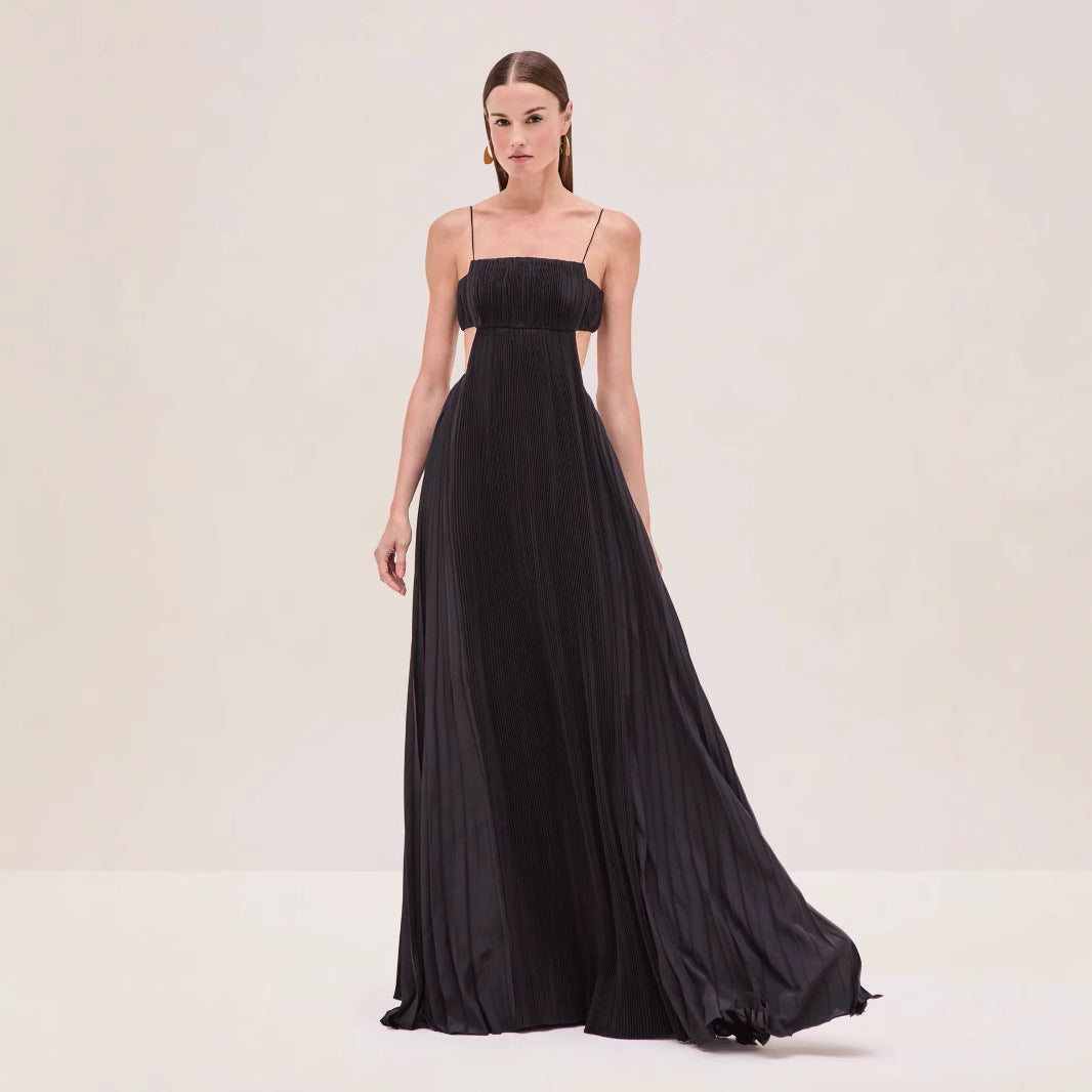 Robe d'été pour femme - Camisole sexy plissée sans dos