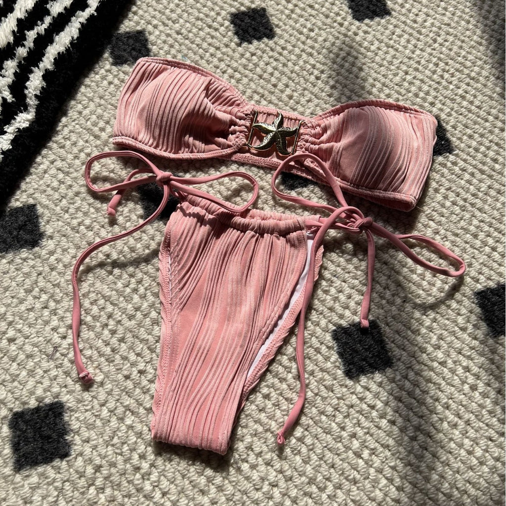 Maillot de Bain Bikini Femme à Cordon avec Bande