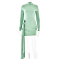 Frühlingskleid, sexy, Rundhals, Langarm, schmal geschnitten, figurbetont, kurzes Kleid für Damen