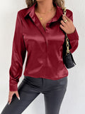 Echtbild Damenbekleidung Satin Sommer Satinhemd Damen Satin Kunstseidenhemd