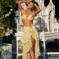 Maillot de bain fendu en dentelle florale pour femme, taille haute amincissante, jupe de bikini pour vacances au bord de la mer